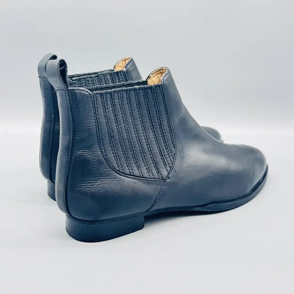 Jack Rogers Boots Womens 9 Black Pippa Leather Bootie Ankle Chelsea Round Toe